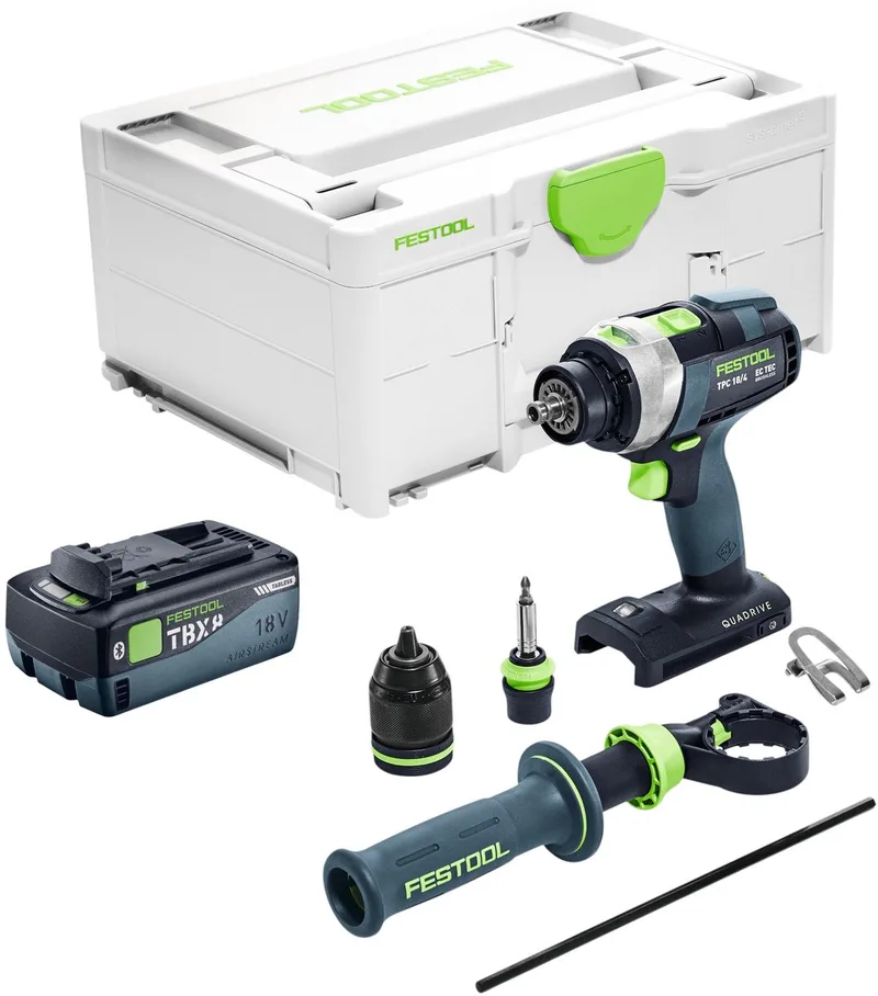 TPC 18/4 I-Basic accu klopboormachine 18 V 75 Nm + 1x accu 8.0 Ah + snellader + systainer van Festool – productafbeelding