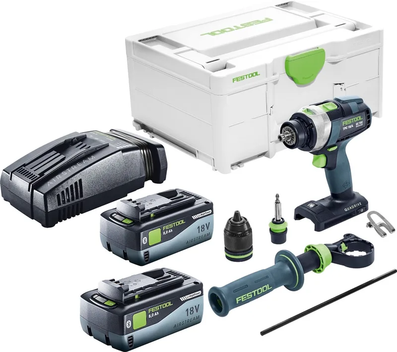 TPC 18/4 I-Basic accu klopboormachine 18 V 75 Nm + 2x accu 8.0 Ah + snellader + systainer de Festool – image du produit