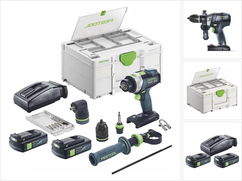 TPC 18/4 I-Basic-Set accu-slagboormachine 18 V 75 Nm borstelloos + 2x accu 3.0 Ah + lader + systainer von Festool – Produktbild