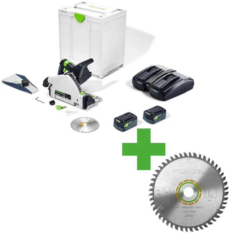 TSC 55 5,0 KEBI-Plus/XL Accu Invalcirkelzaag 18V 5.0Ah in Systainer - 577342 van Festool – productafbeelding