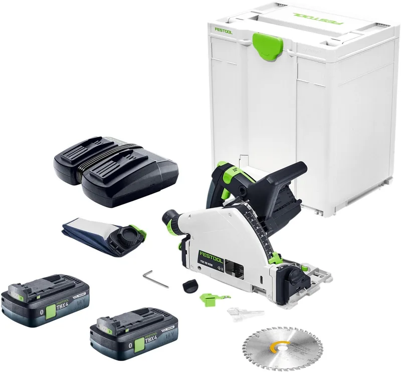 TSC 55 KEB-Basic accu-invalzaag 18 / 36 V 160 mm borstelloos + 2x accu 4,0 Ah + dubbele lader + Systainer von Festool – Produktbild