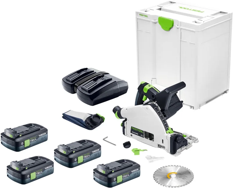 TSC 55 KEB-Basic accu-invalzaag 18 / 36 V 160 mm borstelloos + 4x accu 4,0 Ah + dubbele lader + Systainer by Festool – product image