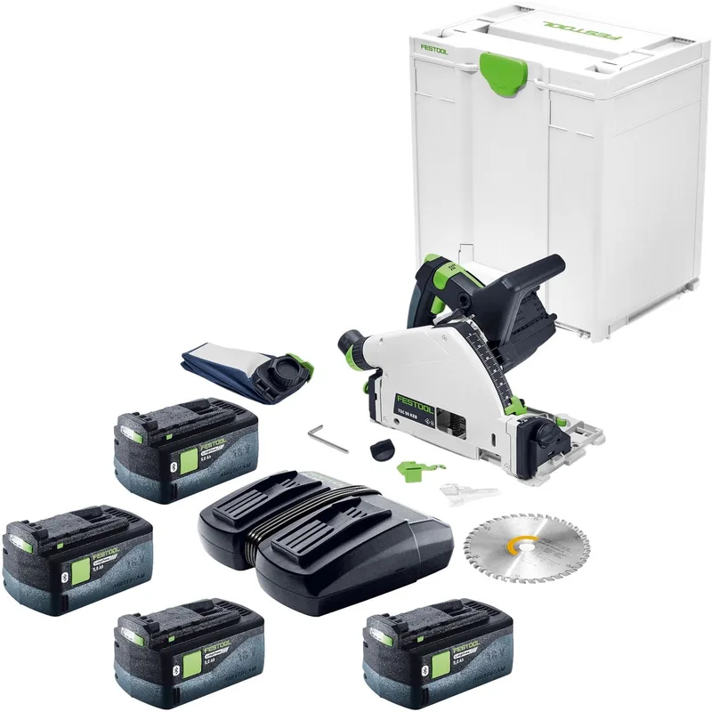 TSC 55 KEB-Basic accu-invalzaag 18 V / 36 V (2x 18 V) 160 mm borstelloos + 4x accu 5,0 Ah + lader + Systainer by Festool – product image