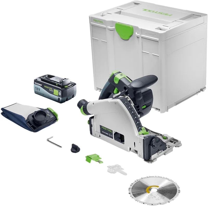 TSC 55 KSEB-Basic accu-invalzaag 18 V 160 mm borstelloos + 1x accu 8,0 Ah + Systainer - zonder oplader de Festool – image du produit