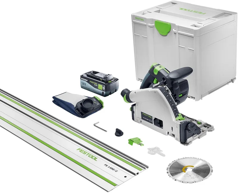 TSC 55 KSEB-Basic-FS accu-invalzaag 18 V 160 mm borstelloos + 1x accu 8,0 Ah + geleiderail + Systainer - zonder oplader by Festool – product image