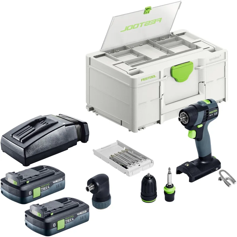 TXS 18-basisset accuboormachine 18 V 40 Nm borstelloos + 1x accu 4,0 Ah + snellader + Systainer van Festool – productafbeelding