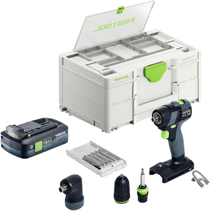 TXS 18-basisset accuboormachine 18 V 40 Nm borstelloos + 1x accu 4,0 Ah + snellader + Systainer de Festool – image du produit