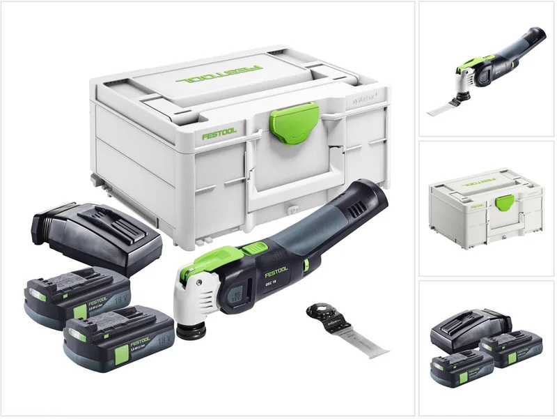 VECTURO OSC 18 E-Basic accu-oscillator 18 V Starlock Max Brushless + 2x accu 3.0 Ah + lader + systainer de Festool – image du produit