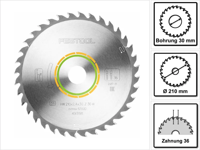 zaagblad - 210mm - 36tands - TS75 - 493198 van Festool – productafbeelding