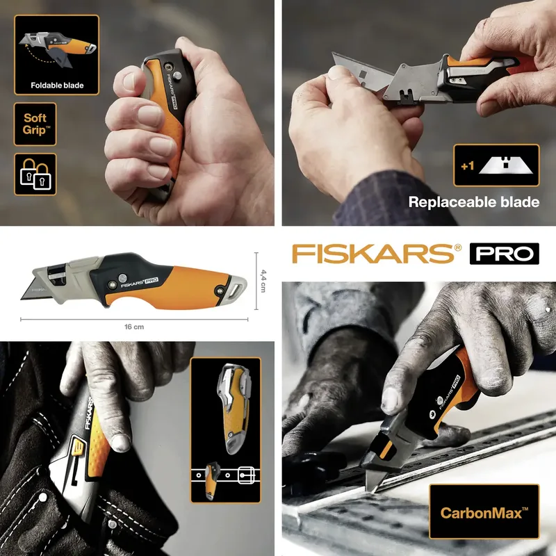 CarbonMax - Universeel Vouwmes - Metalen Behuizing - SoftGrip™ Handgreep by Fiskars, Orange – product image 2 of 3