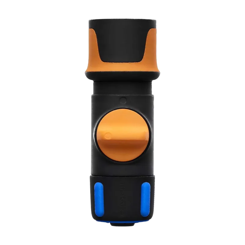 Raccord de tuyau d’arrosage, avec valve Marche/Arrêt, points de contact SoftGrip, taille universelle, Ø 1,3-1,5 cm (1/2-5/8’’), 65 g, noir/orange/bleu, 1027086 van Fiskars – productafbeelding