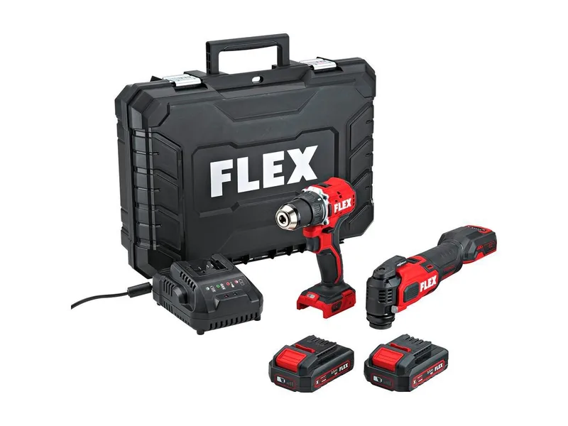 Akku-Bohrschrauber DD 2G 18.0-EC LD + MT 18-EC Set, max. 1800 U/min by Flex, Red, Black – product image 1 of 5
