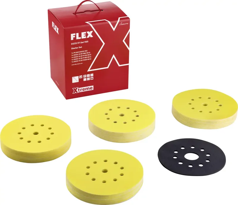 D225 ST-Set VE5 534769 Schleifpapier Körnung (num) 80, 120, 180, 220 (Ø) 225 mm 5 St. van Flex – productafbeelding