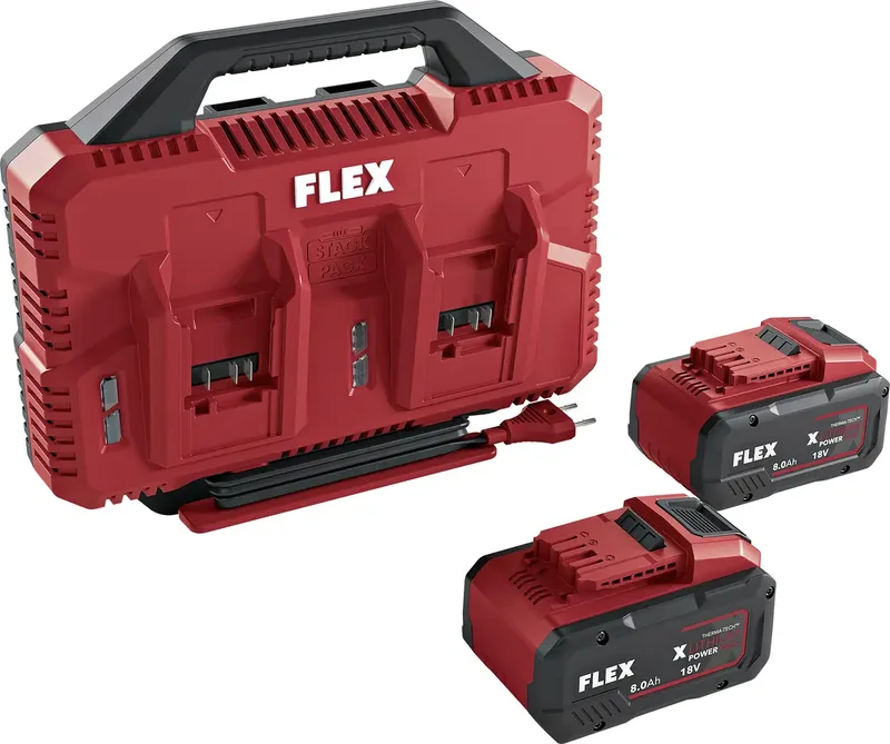 Flex 534912 Stack Pack + 2x 8 Ah Werkzeug-Akku und Ladegerät 18 V 8 Ah by Flex – product image