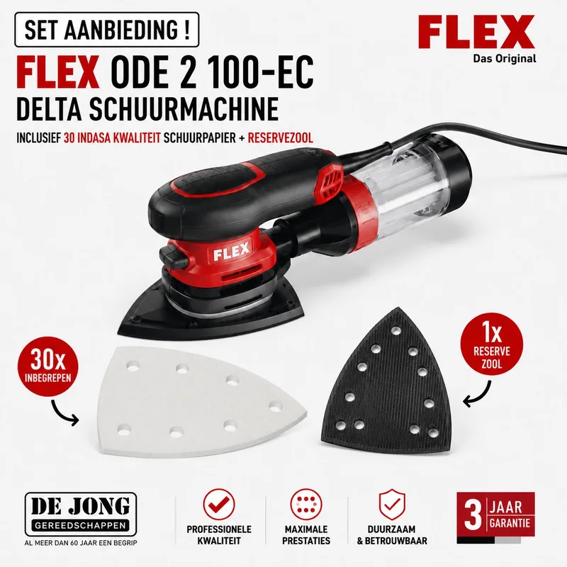 ODE 2 100-EC Delta schuurmachine inclusief 30 vel schuurpapier plus reserven zool (Set Aanbieding) by Flex – product image