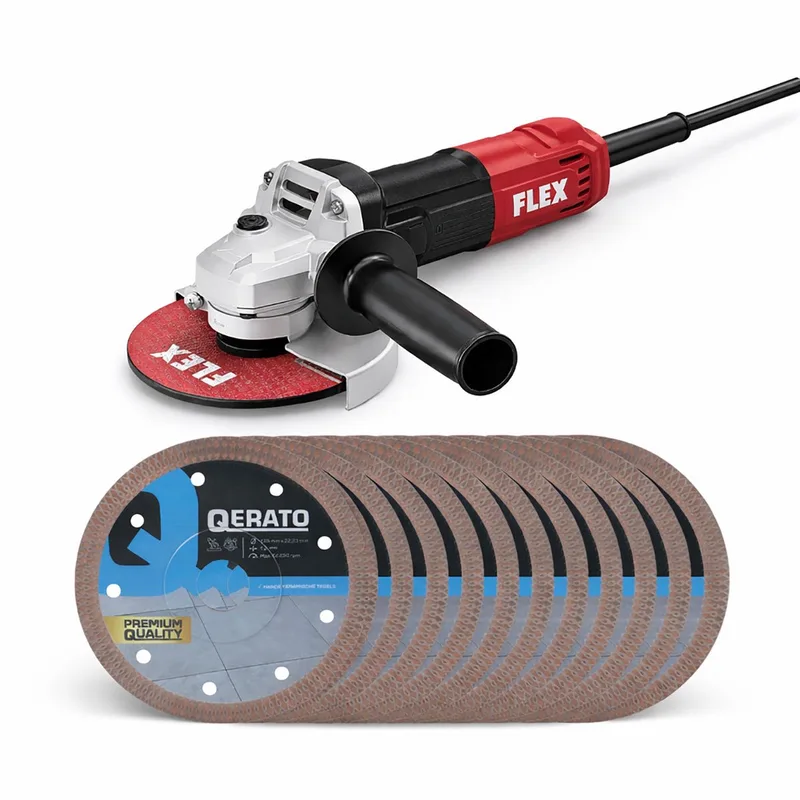 Qerato Diamantschijf 125 mm 10 stuks + Flex L 850 Watt haakse slijper de Flex – image du produit