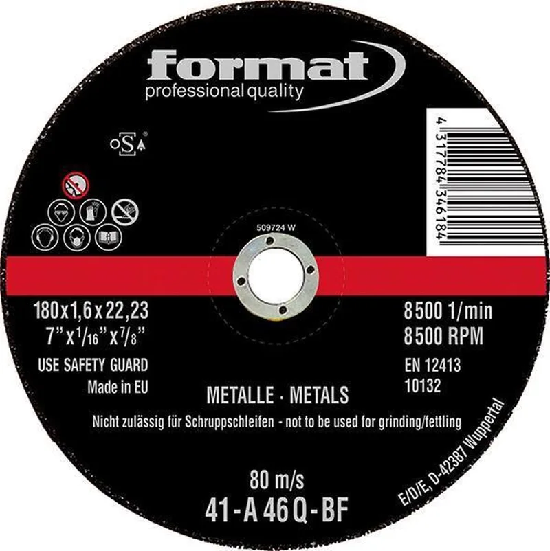 Doorslijpschijf voor staal recht 180x1,6mm FORMAT van FORMAT – productafbeelding