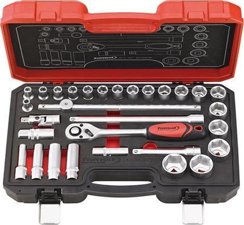 "Dopsleutelset 1/2"" 30-dlg. FORMAT" van FORMAT, Rood – productafbeelding