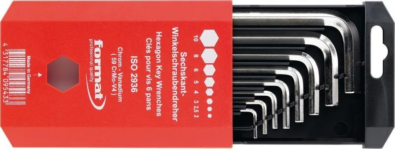 Haakse schroevendraaierset CV-staal DIN 911 2-10mm 10-delig FORMAT de FORMAT, Argent – image du produit