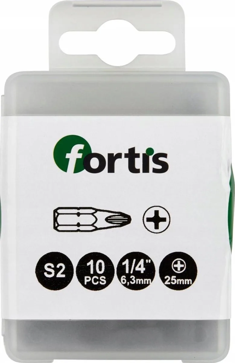 PH 2 Bits 1/4" x 25mm - Set van 10 Stuks by Fortis – product image