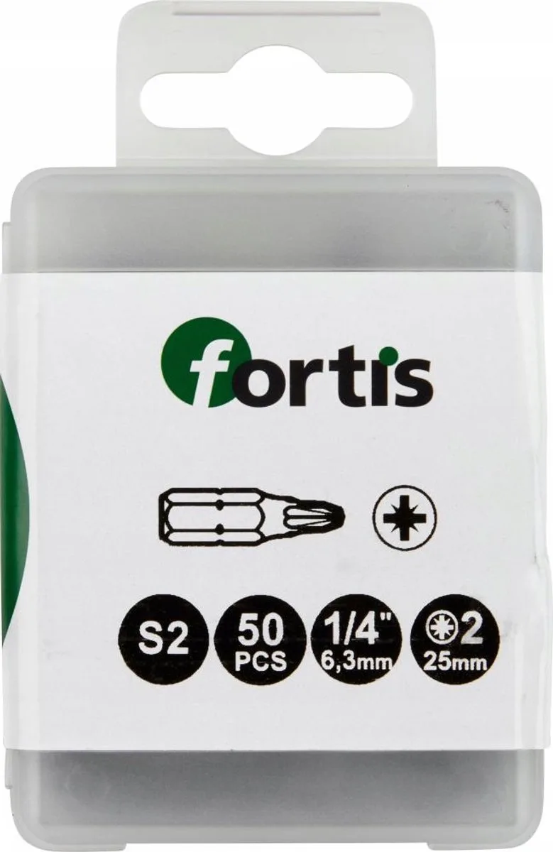 Pozidriv PZ 2 Bits 1/4" 25mm - Set van 50 Stuks de Fortis – image du produit