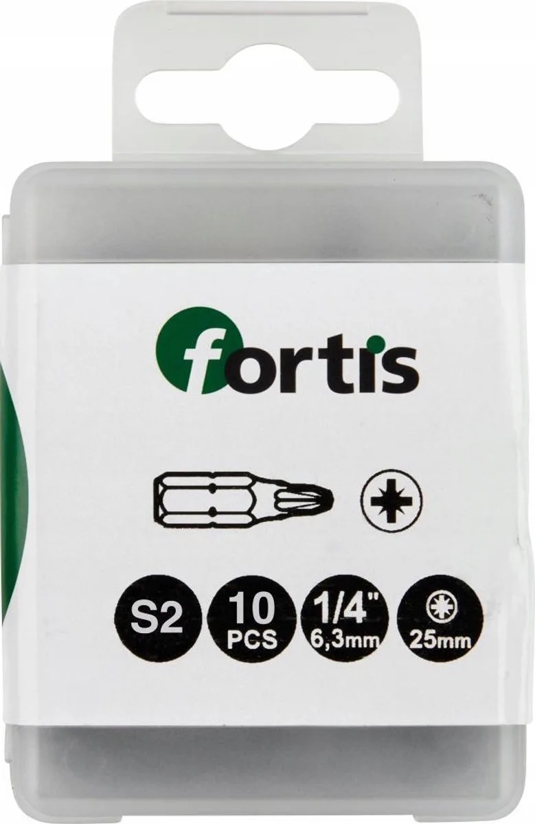 Pozidriv PZ 3 Bits 1/4" 25mm - Set van 10 by Fortis – product image