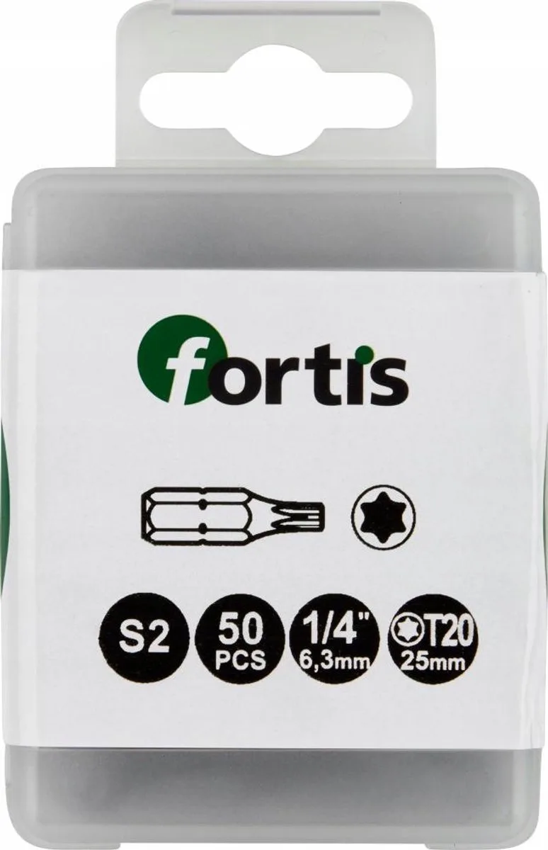 Torx Bits T20 x 25mm 1/4" DIN3126 - 50 Stuks by Fortis – product image