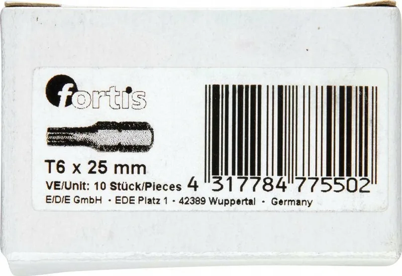 Torx Bitset 1/4" 10xT6x25mm DIN3126C6,3 by Fortis – product image