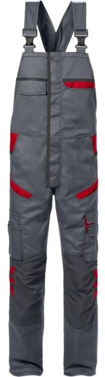 Amerikaanse Overall 1555 Stfp - Grijs/Rood van Fristads, Grijs, Rood, C46 – productafbeelding