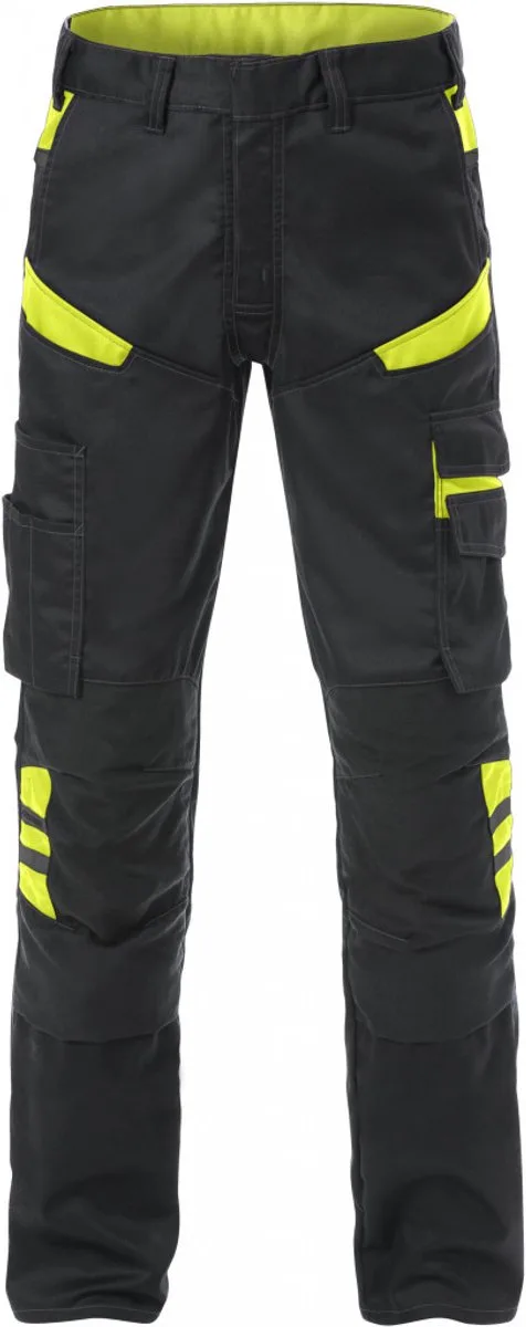 Broek 2555 Stfp - Zwart/hi-vis geel de Fristads, Noir, Hi-vis geel, C54 – image du produit