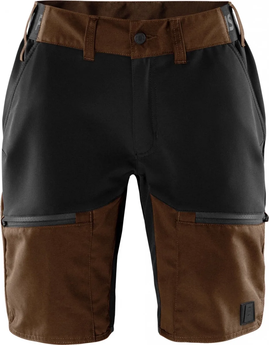 Carbon semi-stretch korte broek Dames - Roest rood/zwart de Fristads, Roest rood, Noir, S – image du produit