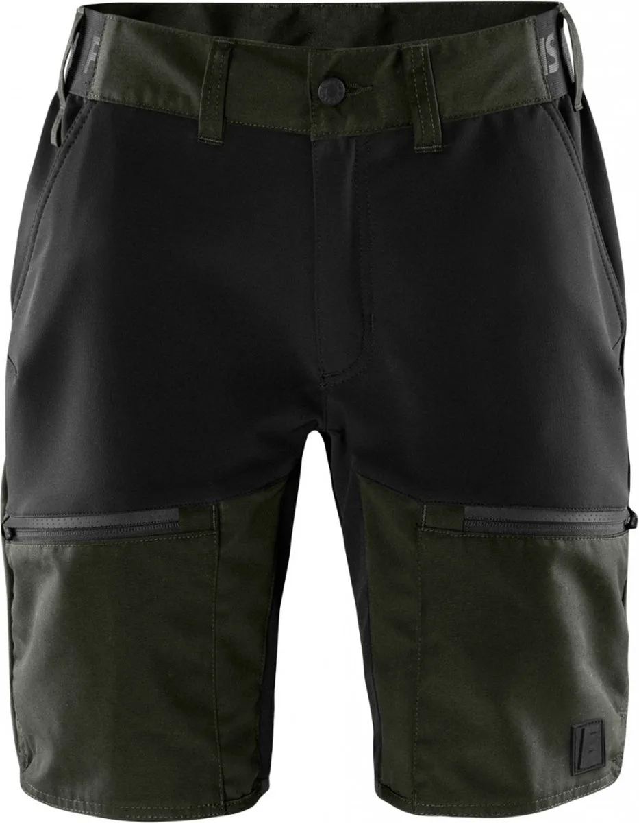 Carbon semistretch korte broek - Legergroen/zwart van Fristads, Legergroen, Zwart, XS – productafbeelding
