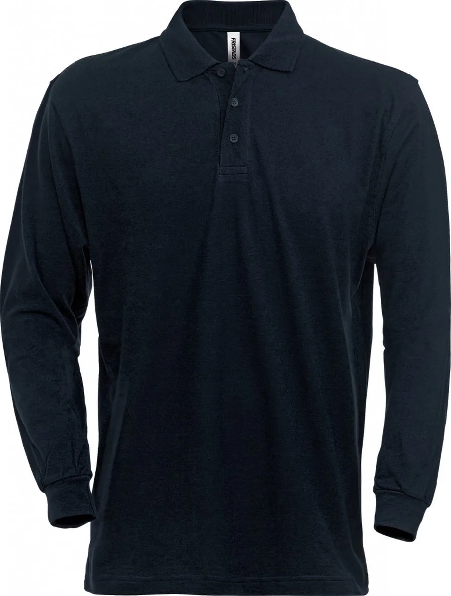 Heavy Poloshirt Met Lange Mouwen 1722 Piq - Donker marineblauw von Fristads, Donker marineblauw, L – Produktbild