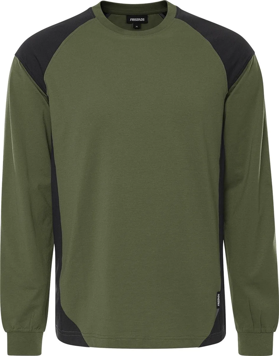 Heavy T-shirt lange mouw 7071 GTM - Legergroen/zwart von Fristads, Legergroen, Schwarz, XS – Produktbild