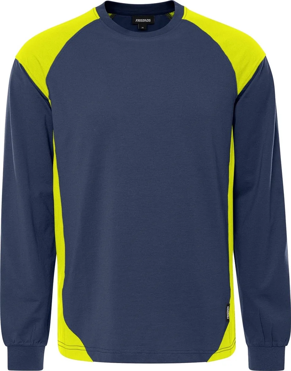 Heavy T-shirt lange mouw 7071 GTM - Marineblauw/hi-vis geel von Fristads, Marineblauw, Hi-vis geel, XS – Produktbild