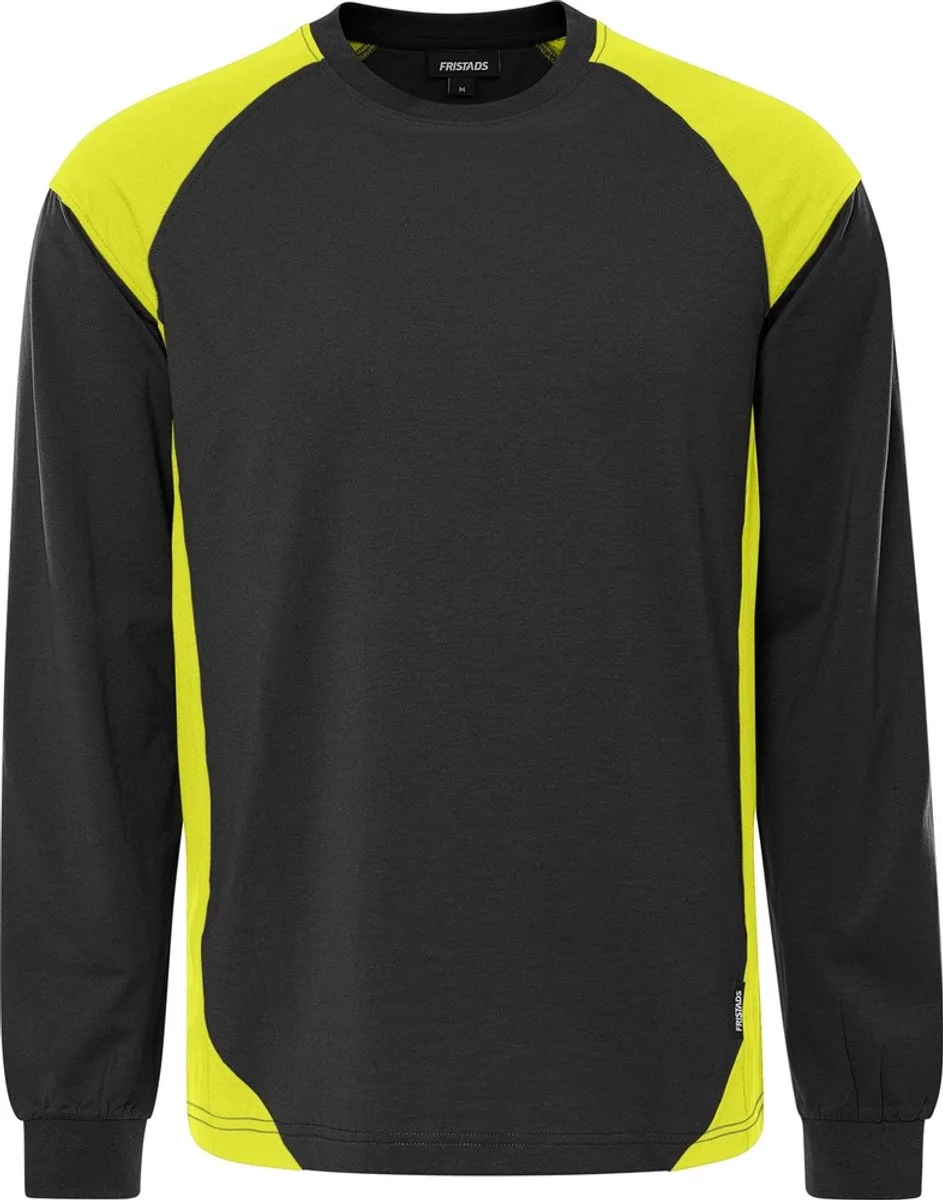 Heavy T-shirt lange mouw 7071 GTM - Zwart/hi-vis geel by Fristads, Black, Hi-vis geel, 4XL – product image