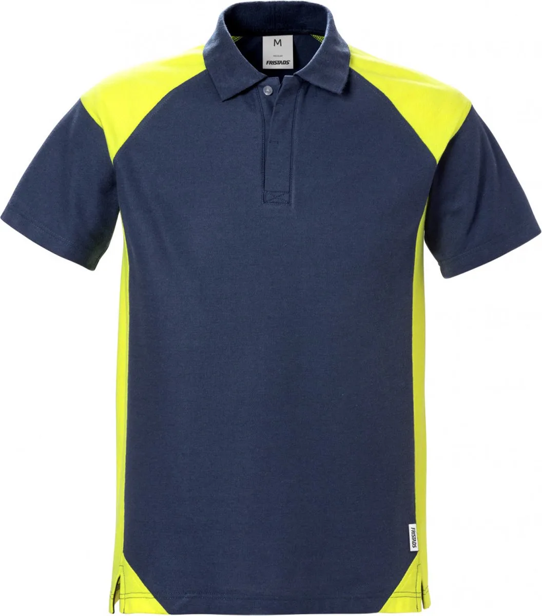 Poloshirt 7047 Phv - Marineblauw/hi-vis geel de Fristads, Marineblauw, Hi-vis geel, M – image du produit