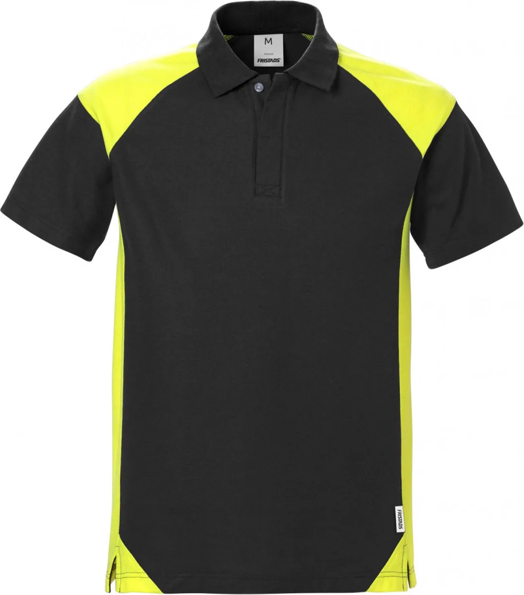 Poloshirt 7047 Phv - Zwart/hi-vis geel by Fristads, Black, Hi-vis geel, L – product image