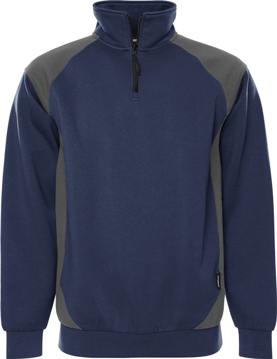 Sweater met korte rits 7048 GSM - Marineblauw/Grijs de Fristads, Marineblauw, Gris, XS – image du produit