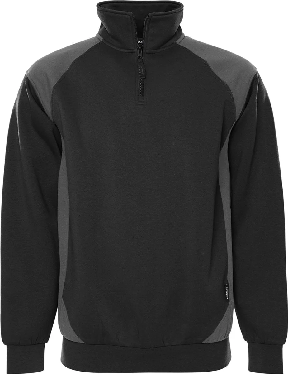 Sweater met korte rits 7048 GSM - Zwart/Grijs de Fristads, Noir, Gris, 4XL – image du produit