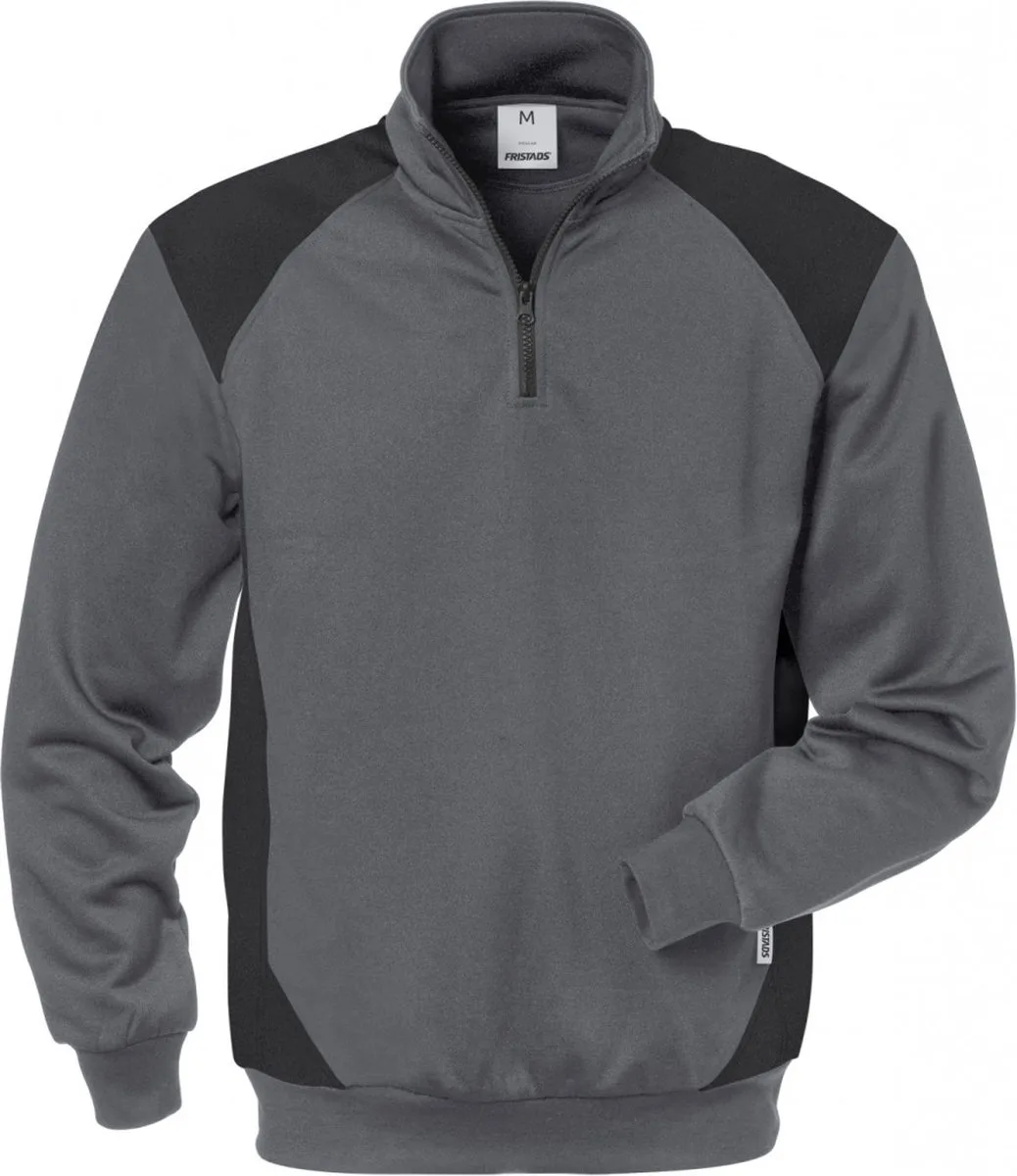 Sweater Met Korte Rits 7048 Shv - Grijs/Zwart de Fristads, Gris, Noir, M – image du produit