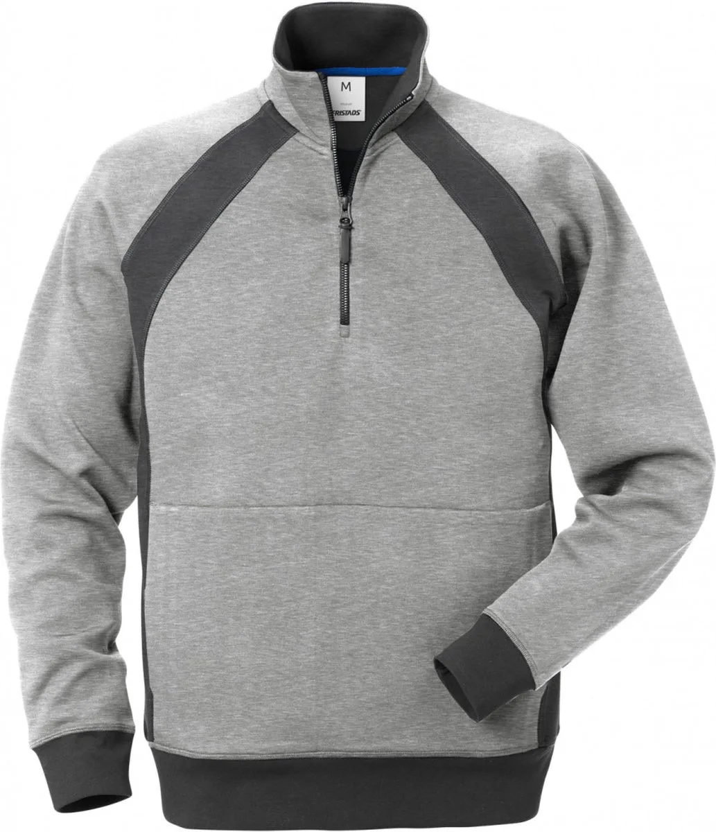 Sweatshirt Met Korte Rits 1755 Df - Grijs/donkergrijs van Fristads, Grijs, Donkergrijs, XL – productafbeelding