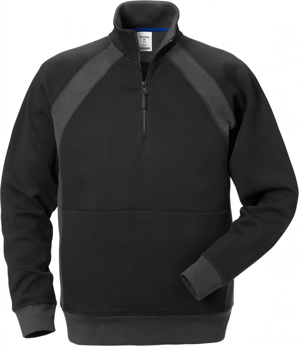Sweatshirt Met Korte Rits 1755 Df - Zwart/Grijs van Fristads, Zwart, Grijs, XS – productafbeelding