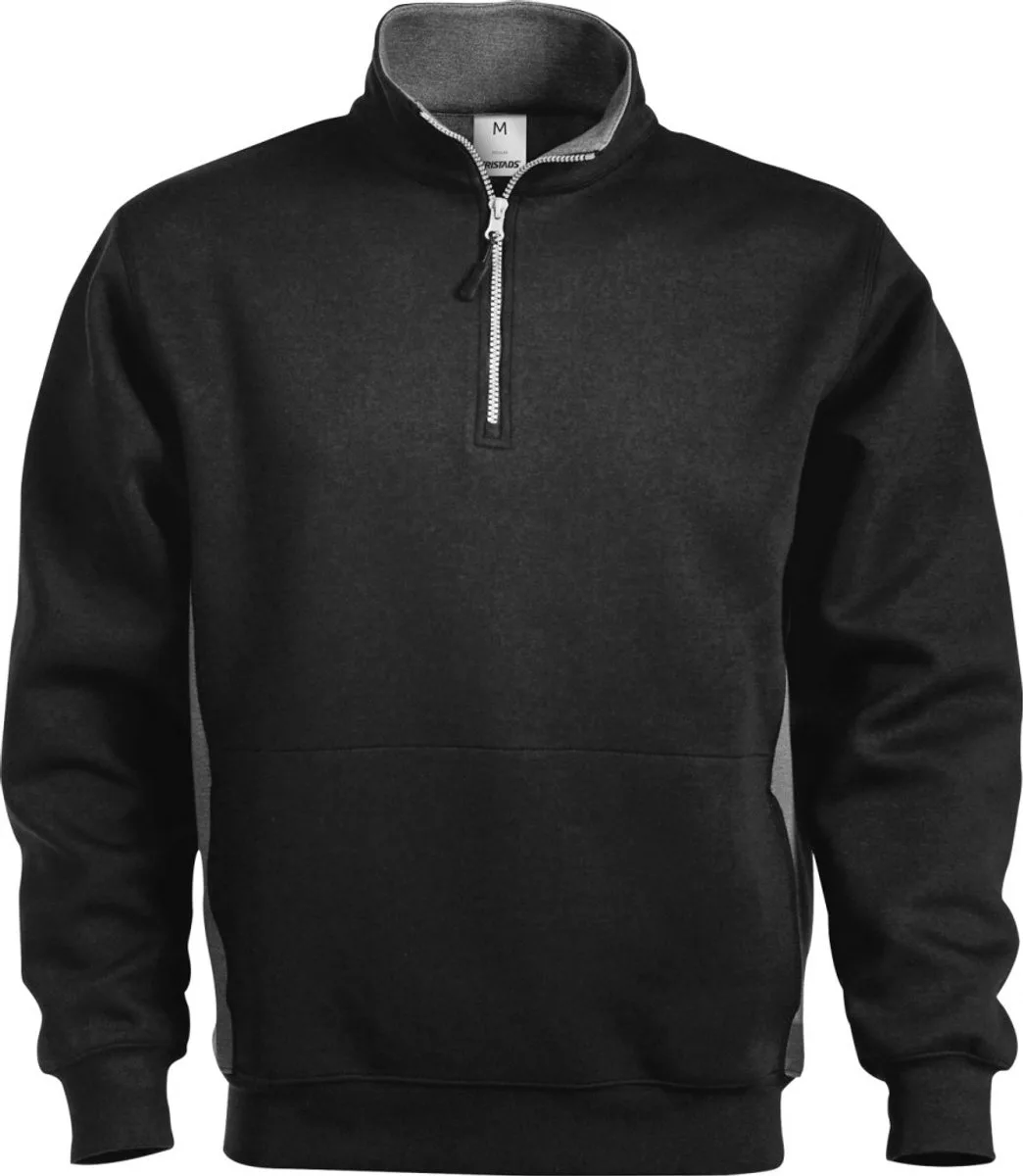 Sweatshirt Met Korte Ritssluiting 1705 Df - Zwart van Fristads, Zwart, 3XL – productafbeelding