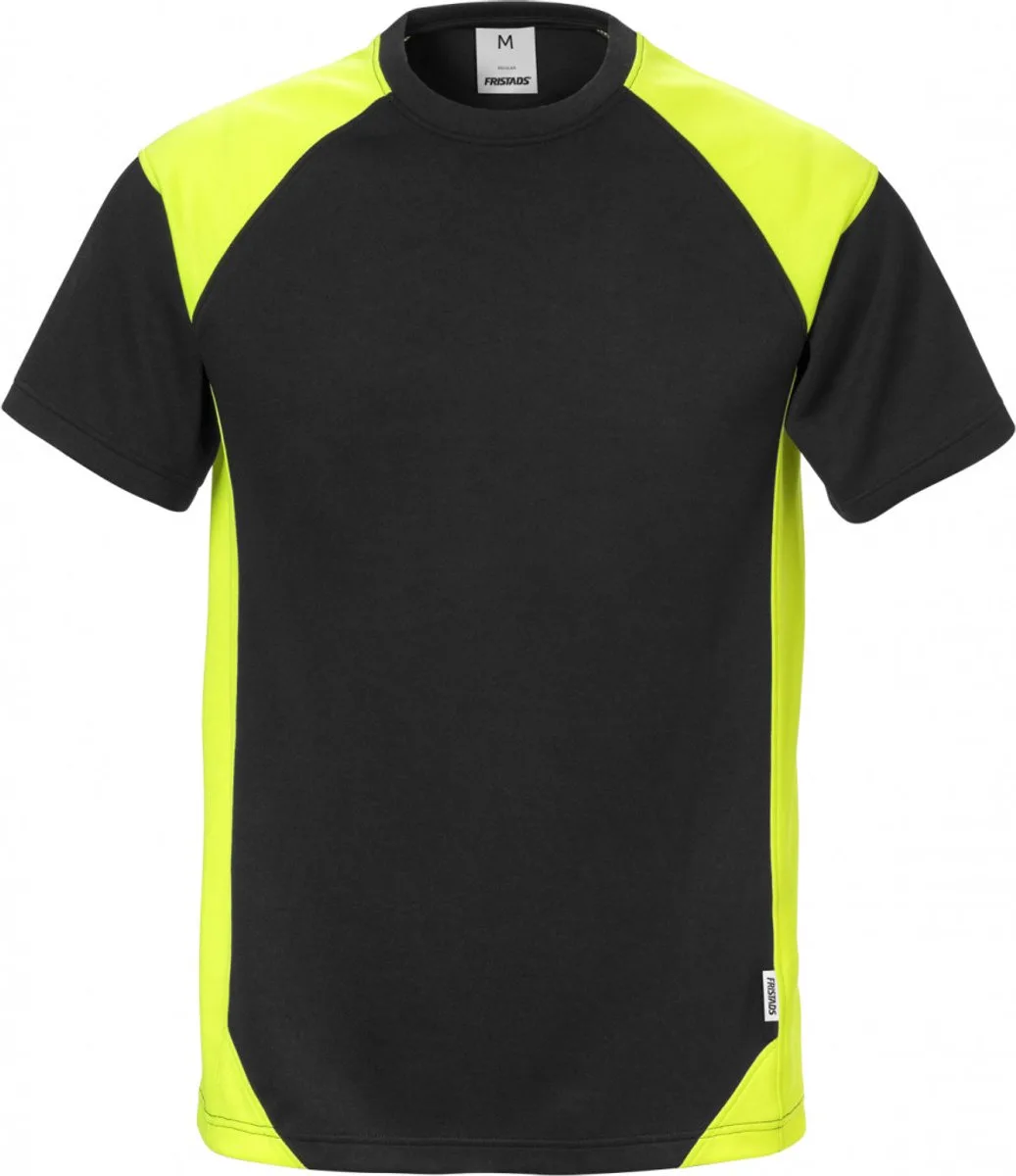 T-Shirt 7046 Thv - Zwart/hi-vis geel de Fristads, Noir, Hi-vis geel, M – image du produit