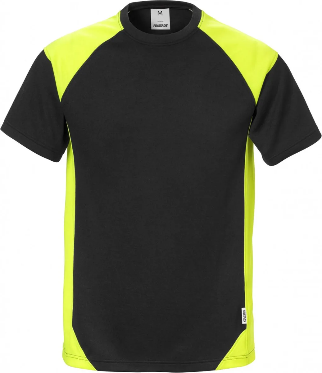 T-Shirt 7046 Thv - Zwart/hi-vis geel de Fristads, Noir, Hi-vis geel, S – image du produit