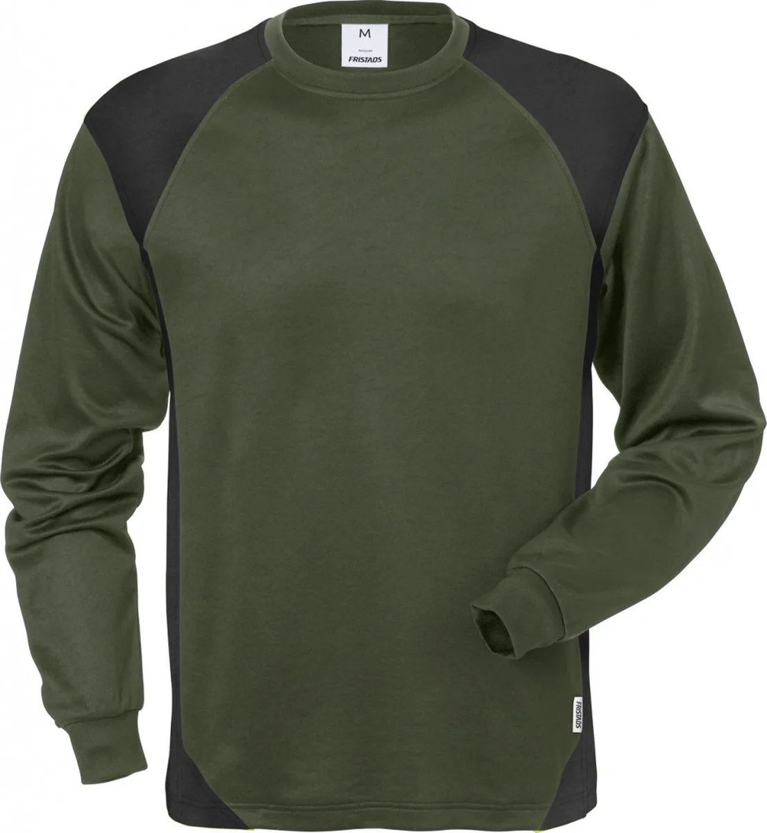 T-Shirt Met Lange Mouwen 7071 Thv - Legergroen/zwart von Fristads, Legergroen, Schwarz, M – Produktbild
