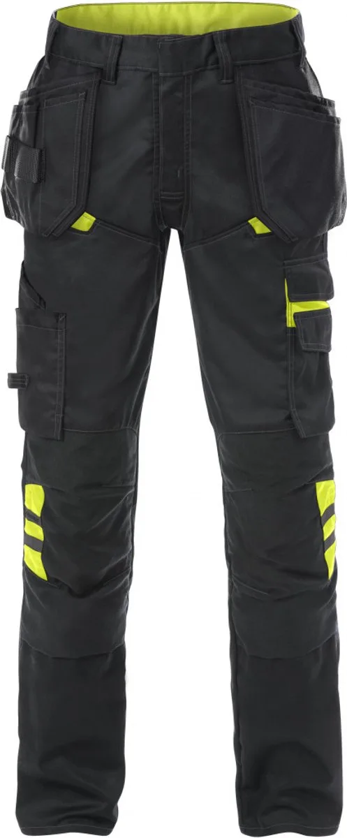 Werkbroek 2595 Stfp - Zwart/hi-vis geel von Fristads, Schwarz, Hi-vis geel, C62 – Produktbild