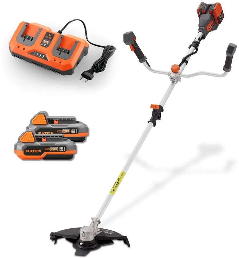 accu bosmaaier 40V E2MSCSET met 2 accu’s en 35 cm snijbreedte set | 2-in-1 grastrimmer en bosmaaier met oplader en draagriem by FUXTEC – product image 1 of 5