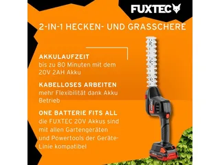 Accu heggenschaar electrisch FX-E1HS20 - 20V 52cm blad - Set 2Ah accu en 1A lader van FUXTEC – productafbeelding 4 van 5